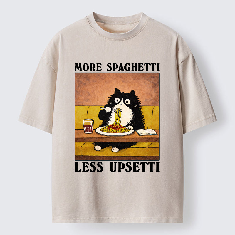Unisex Unavailable Cat: More Spaghetti Less Upsetti Washed T-Shirt