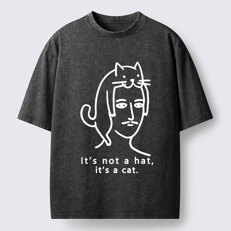 Unisex Not Hat It’s A Cat Washed T-Shirt