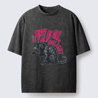 Unisex Fierce Black Cat Washed T-Shirt