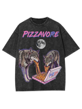 Unisex Pizzavore Printed Washed Tee