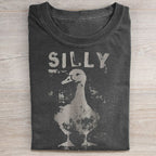 Unisex Vintage Silly Goose Printed Washed Folded T-shirt