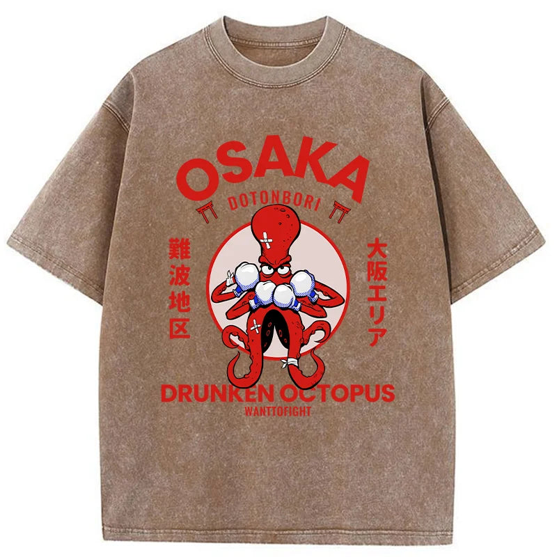 Osaka Octopus Monster Japan Washed T-Shirt