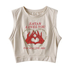 Satan Loves You For Who You Are Sleeveless Crop Top