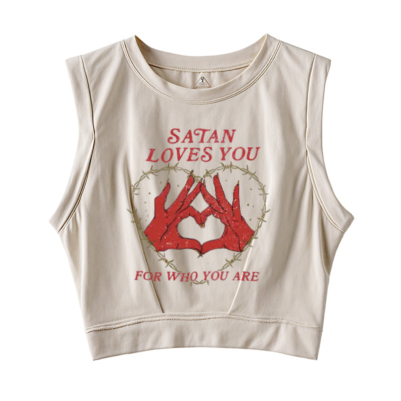 Satan Loves You For Who You Are Sleeveless Crop Top