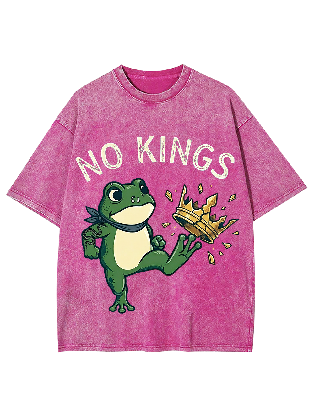 Unisex Frog Against the Crown Printed Washed Tee