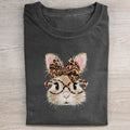 Unisex Retro Happy Easter Bunny Printed Washed Folded T-shirt