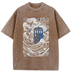 The Great Wave Off Tardis Washed T-Shirt