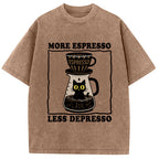 Cats And Coffee Washed T-Shirt