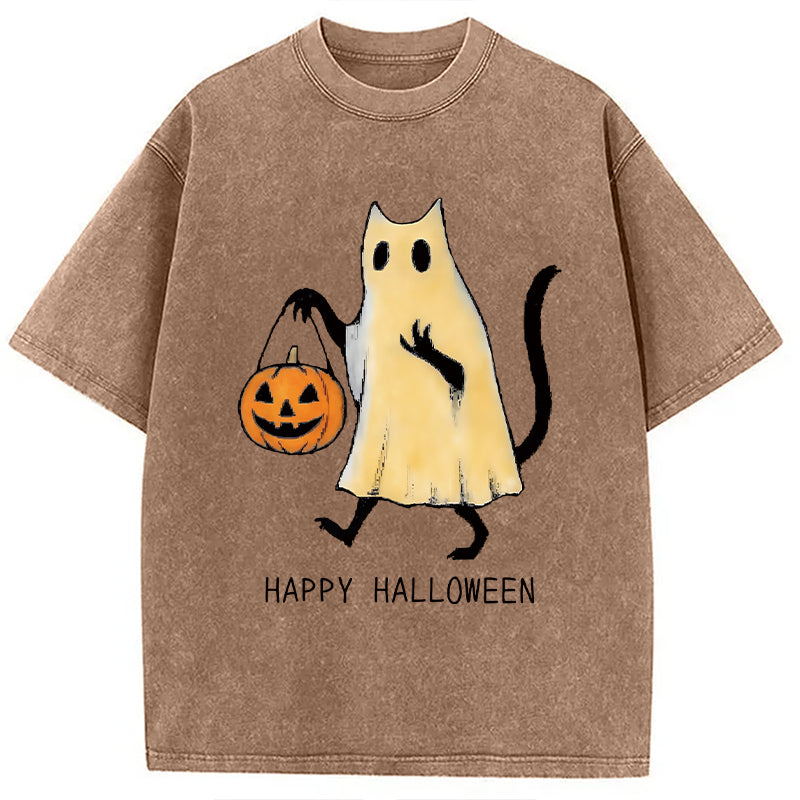 Halloween Cat Soul Washed T-Shirt