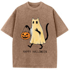 Halloween Cat Soul Washed T-Shirt
