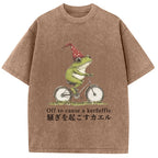 Off to Cause a Kerfuffle Frog Washed T-Shirt