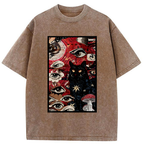 Psychedelic Black Cat Washed T-Shirt
