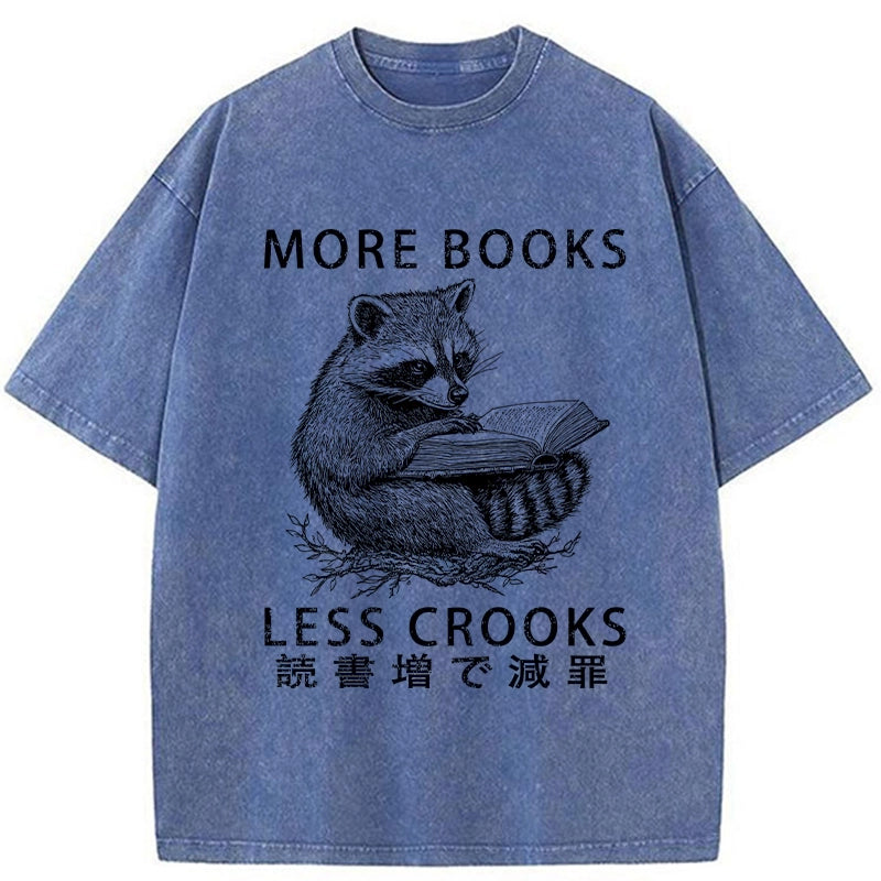 More Books Less Crooks Washed T-Shirt
