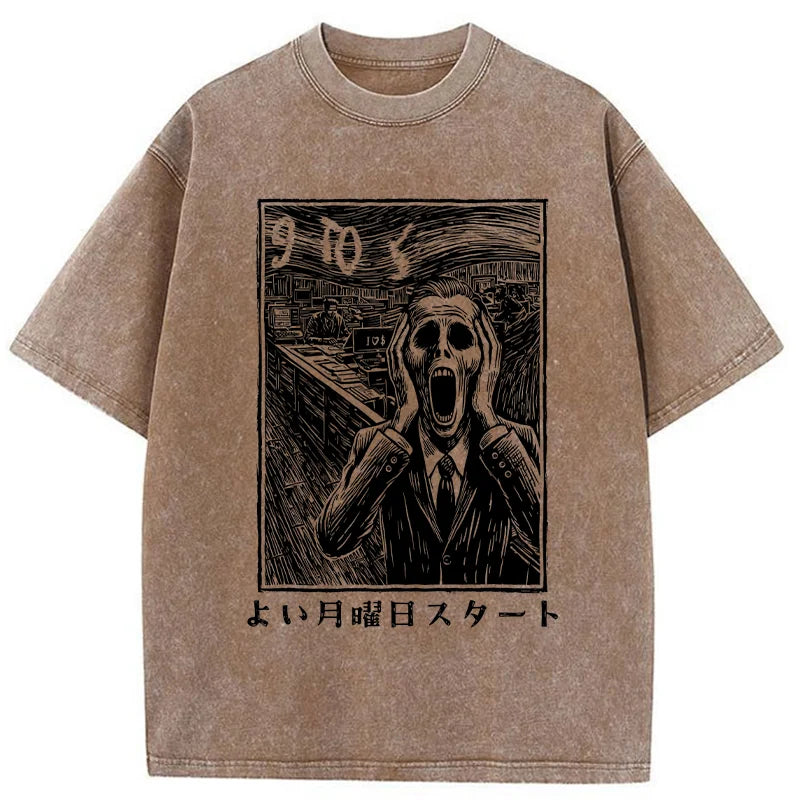 Office Worker The Scream Washed T-Shirt