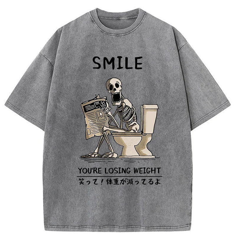 Skeleton Losing Weight Washed T-Shirt