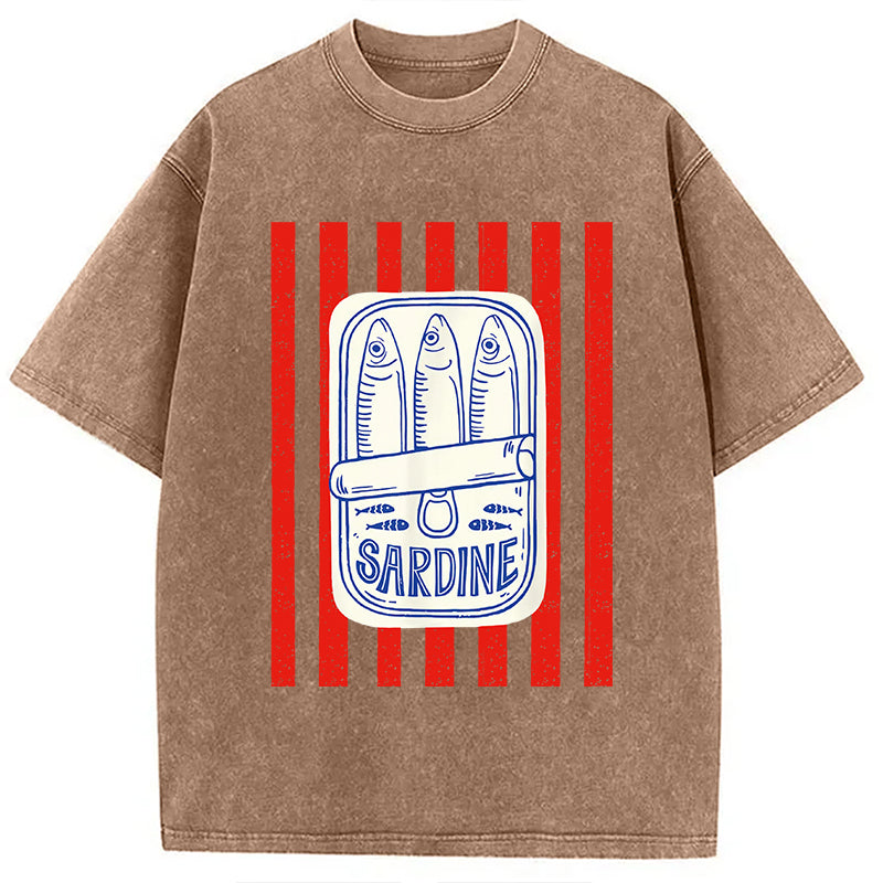 Les Sardines Red Stripes Fisherman Washed T-Shirt