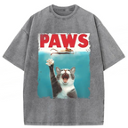 Paw Funny Cat Washed T-Shirt