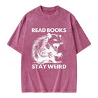 Read Books Stay Weird Unisex Washed T-shirt