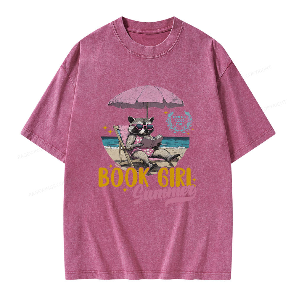 Book Girl Summer Unisex Washed T-shirt