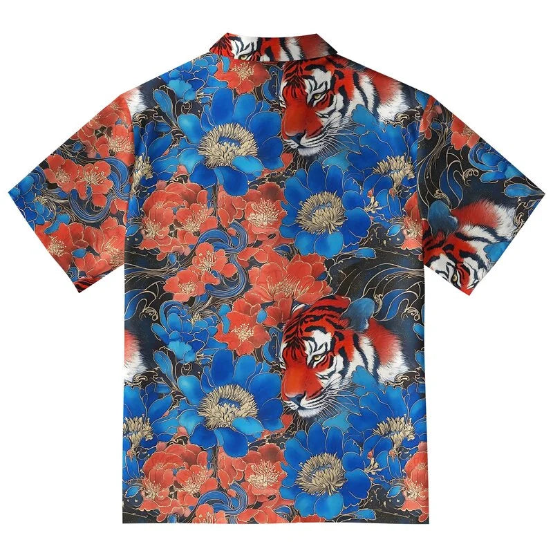 Tiger Among Flowers Aloha Hawaiian Shirt