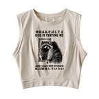 Raccoon Not Studied Sleeveless Crop Top