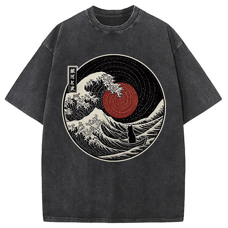 The Solitary Wanderer Cat Washed T-Shirt