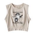 Strawberry Jam Cat Sleeveless Crop Top