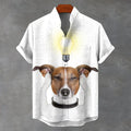 Bulb Puppy Vintage Print Casual 100% Cotton Shirt