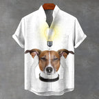 Bulb Puppy Vintage Print Casual 100% Cotton Shirt
