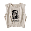 Stay Positive Skeleton Sleeveless Crop Top