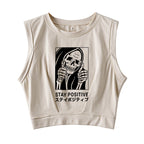 Stay Positive Skeleton Sleeveless Crop Top