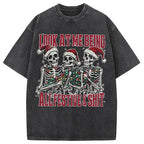 Funny Christmas Skull Washed T-Shirt