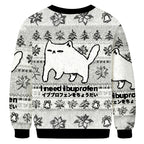 Fishneo I Need Ibuprofen Cat Christmas Ugly Sweatshirt