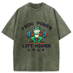 Muscular Weightlifting Frog Washed T-Shirt