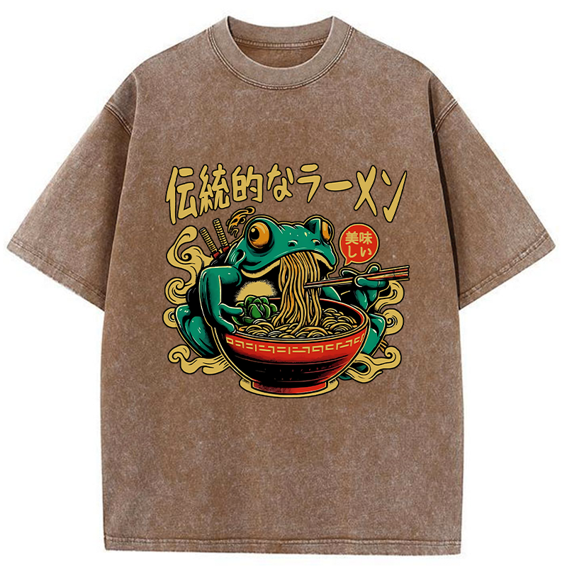 Frog Obsessed With Ramen Washed T-Shirt