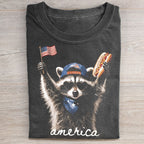 Patriotic Raccoon Washed Folded T-shirt