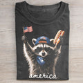 Patriotic Raccoon Washed Folded T-shirt
