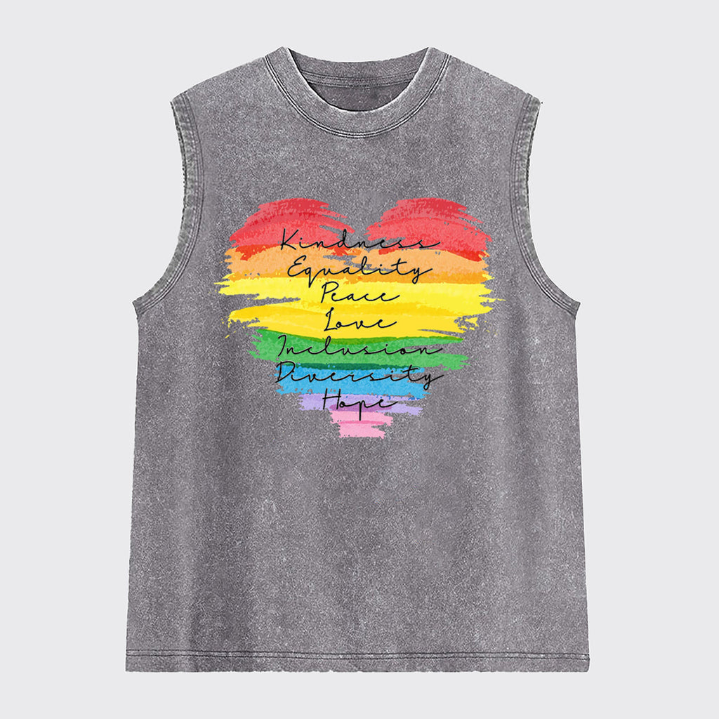 Kindness Equality Peace Love Washed Tanks