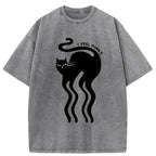 Wave Funny Cat Washed T-Shirt