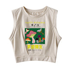 Yayoi Kusama Spotted Mushroom Vintage Sleeveless Crop Top