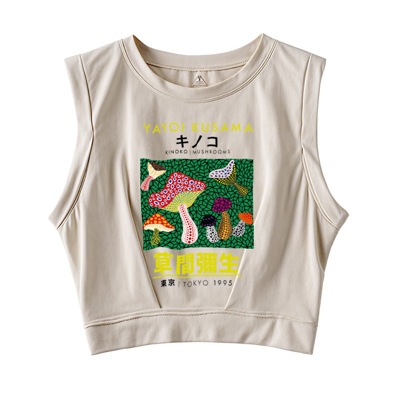 Yayoi Kusama Spotted Mushroom Vintage Sleeveless Crop Top