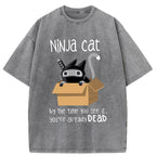 Ninja Cat Japanese Washed T-Shirt