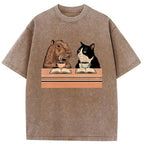 Capybara And Cat Talk Washed T-Shirt
