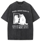 Cat Admiring Himself Washed T-Shirt