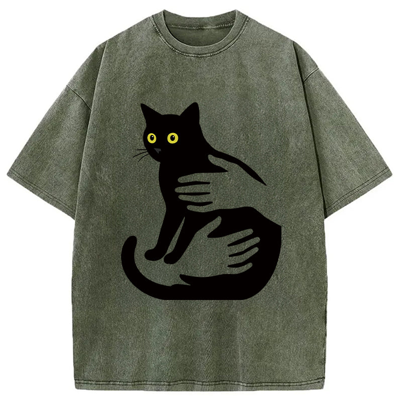 Hug A Black Cat Washed T-Shirt