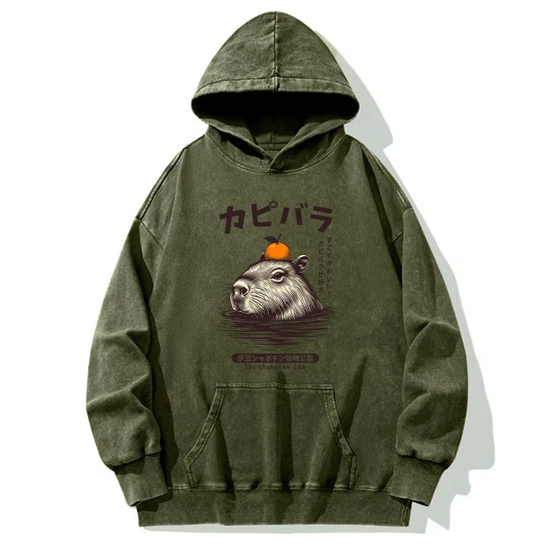 Capybara Hot Spring Washed Hoodie