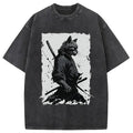 Handsome Samurai Cat Washed T-Shirt