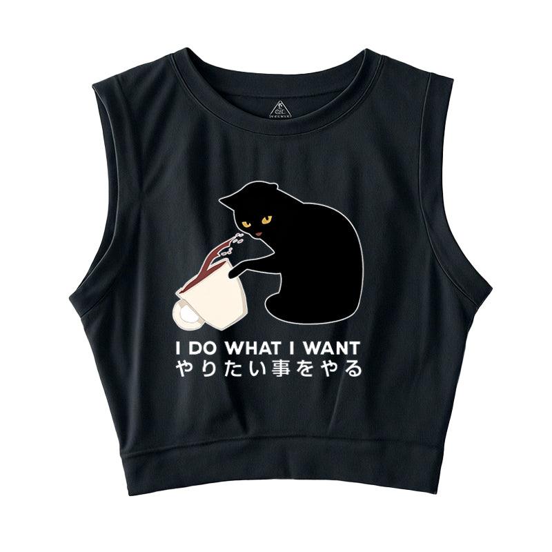 Tsundere Cat Funny Sleeveless Crop Top