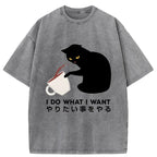 Tsundere Cat Funny Washed T-Shirt
