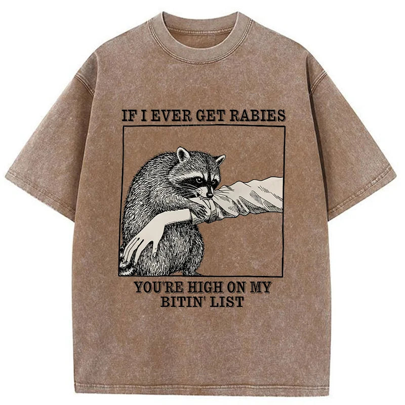 Unisex Raccoon Bites Washed T-Shirt